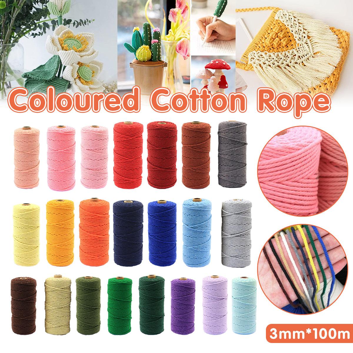 3mm Colored Cotton Rope DIY Hand Woven Macrame Cord Tapestry Binding Craft Rope - Khaki