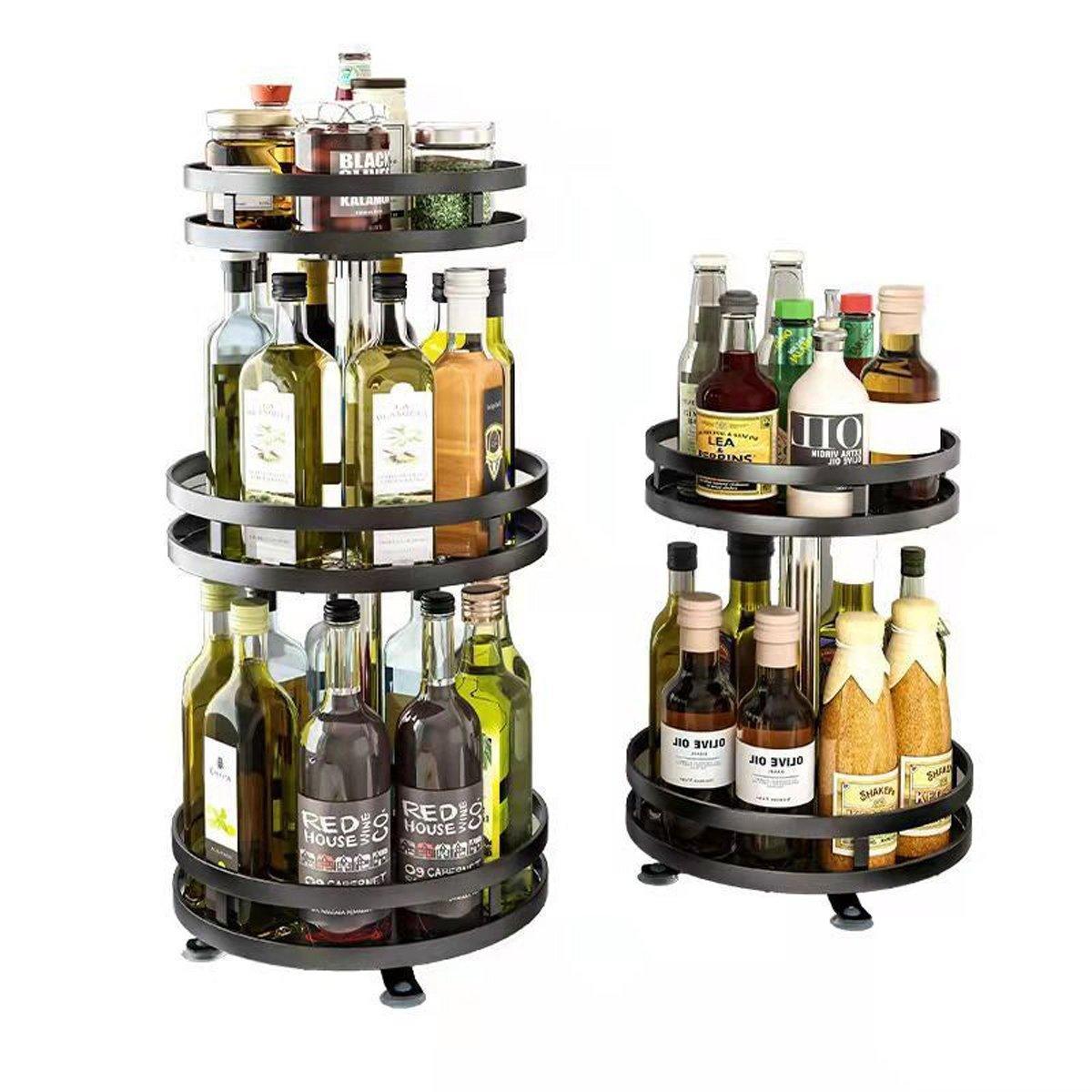 Kitchen Rotating Spice Rack Triple Layer Countertop Organizer Storage Shelf - Double Layer