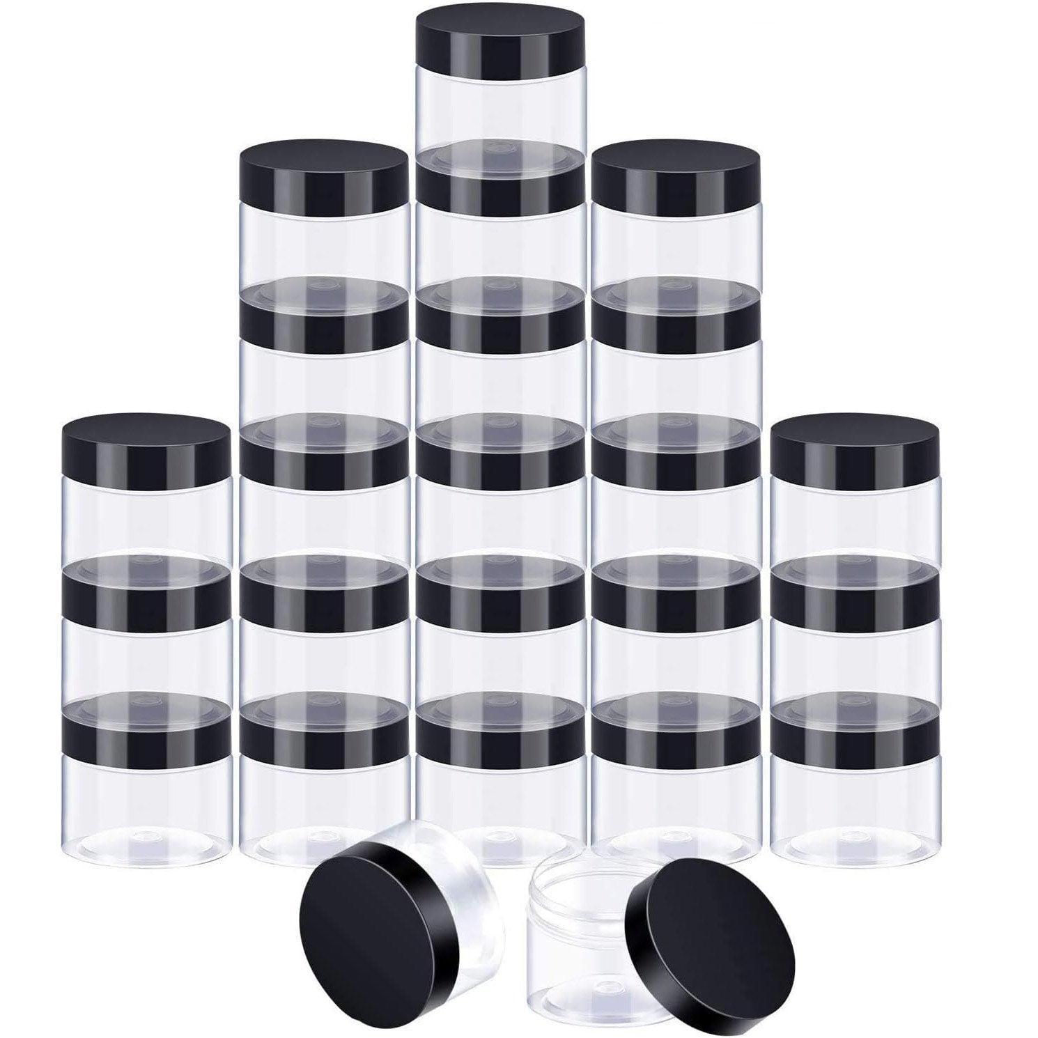 10pcs Wide Mouth Plastic Jars Black Lid Transparent Skin Care Cream Containers - 60ml 7