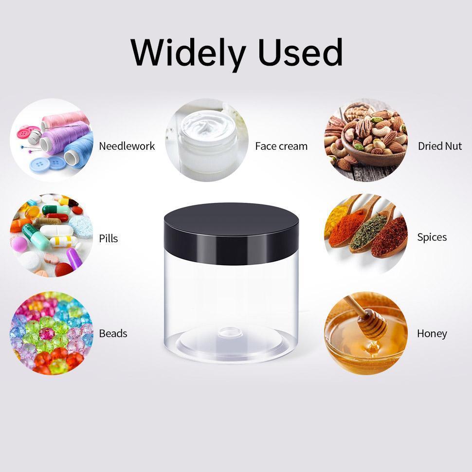 10pcs Wide Mouth Plastic Jars Black Lid Transparent Skin Care Cream Containers - 50ml 4