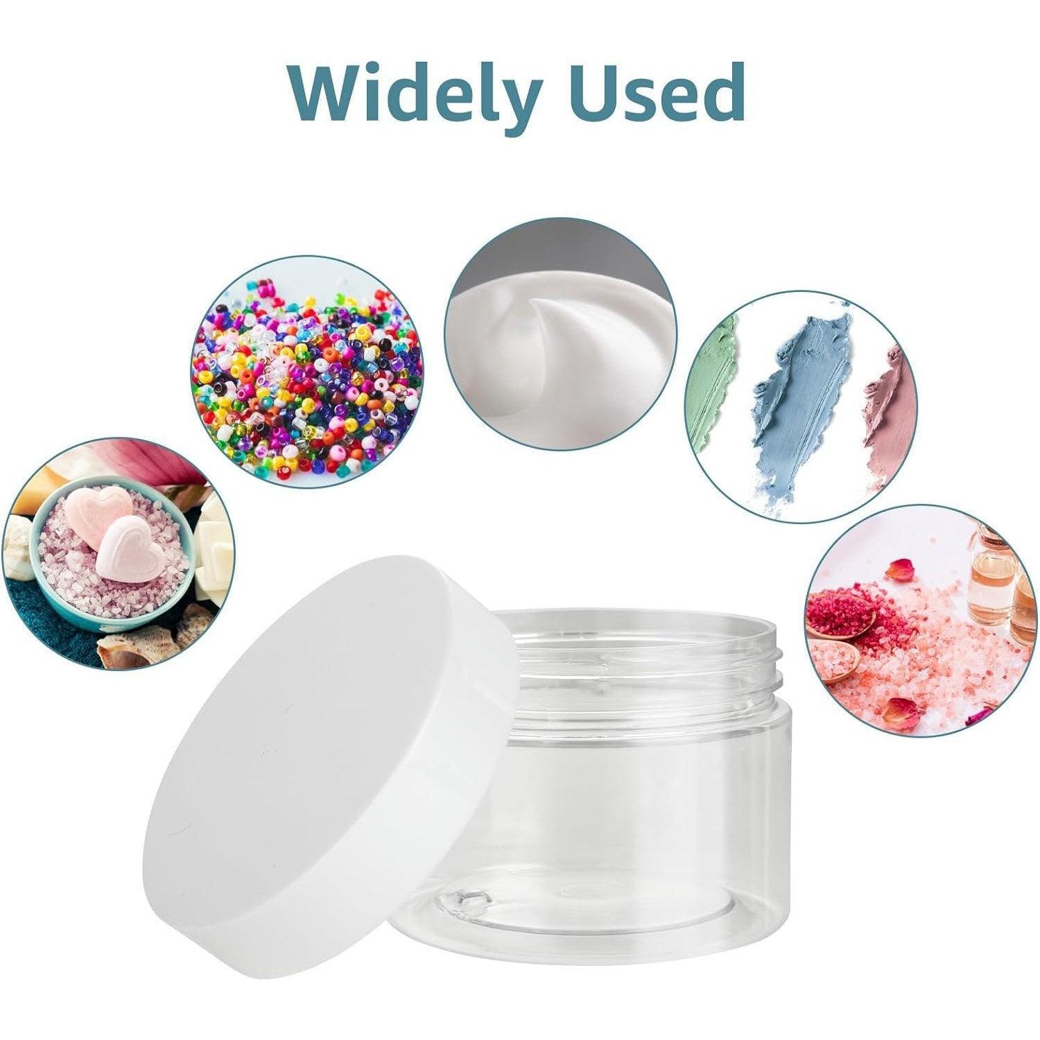 10pcs Transparent Wide Mouth Cream Dispenser White Lid Bottle Plastic Jar - 40ml 5