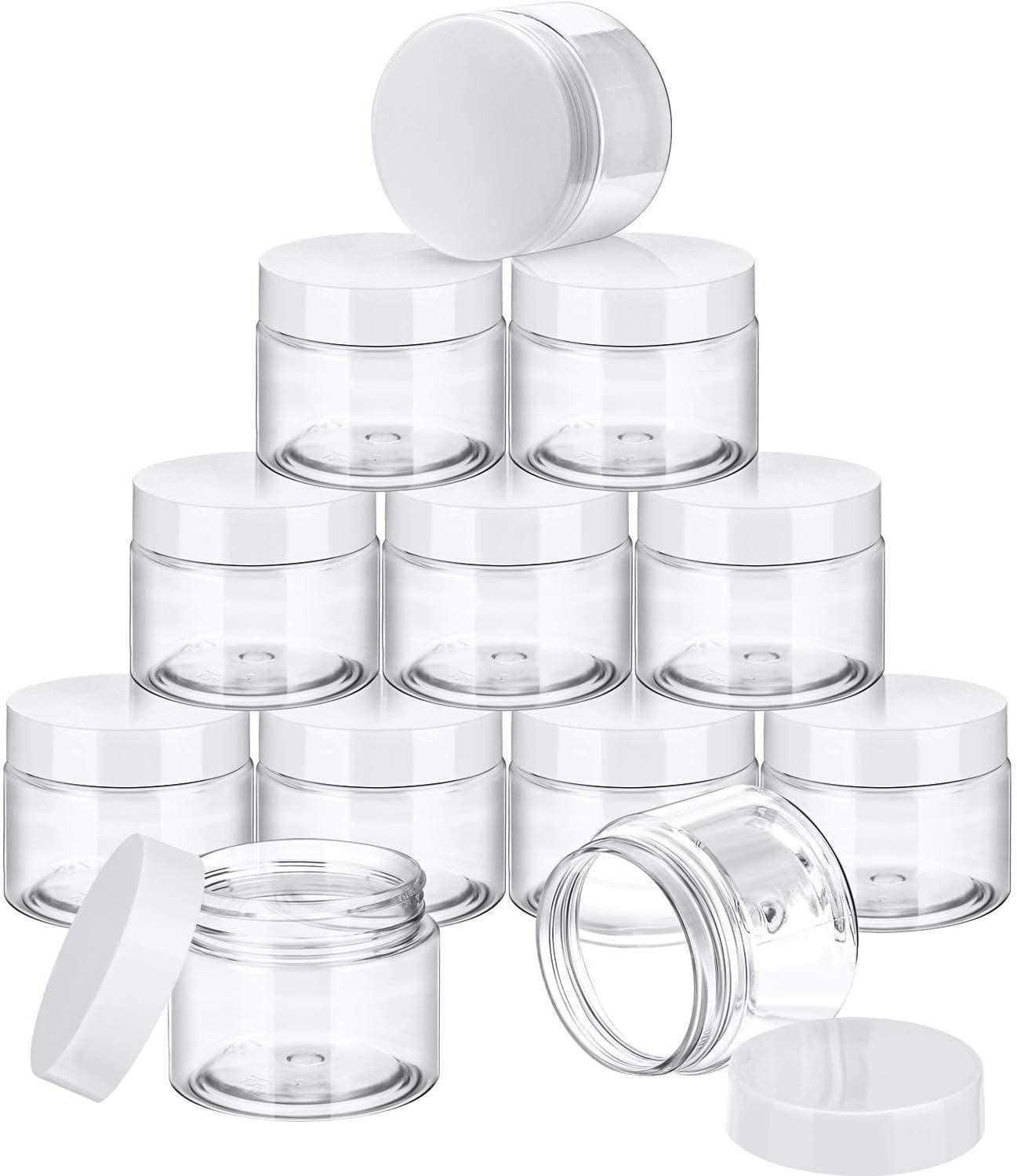 10pcs Transparent Wide Mouth Cream Dispenser White Lid Bottle Plastic Jar - 40ml 11