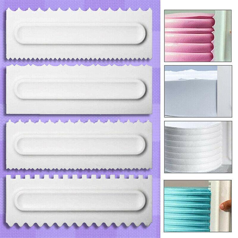 4Pcs Cake Decorating Icing Smoother Edge Frosting Scraper Comb Pastry Spatulasau 4