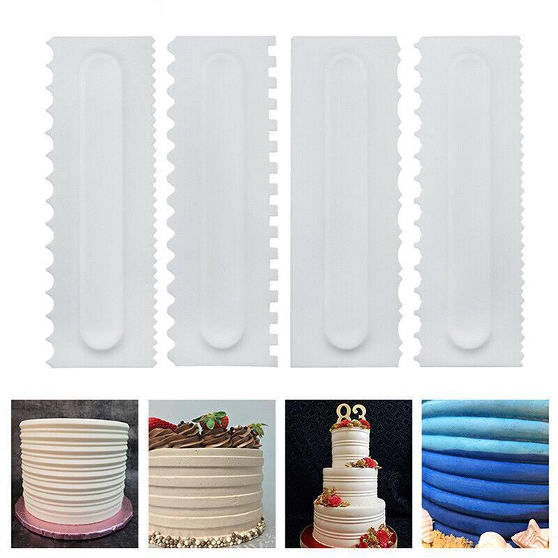 4Pcs Cake Decorating Icing Smoother Edge Frosting Scraper Comb Pastry Spatulasau 5
