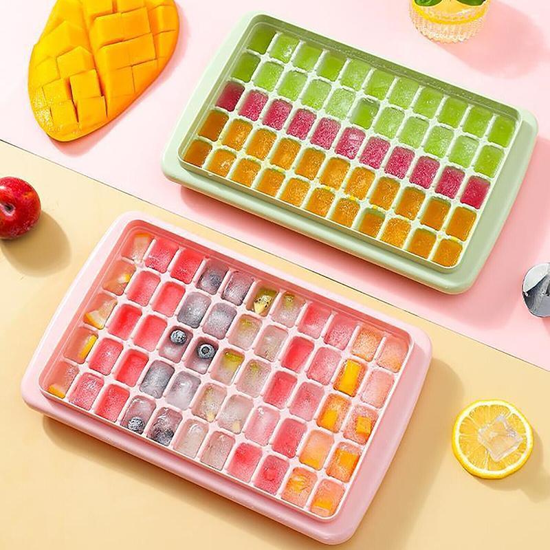 55 Grids Ice Cube Tray Mould With Lid And Storage Box Scoop Set Maker Ice Cube - Pink 3