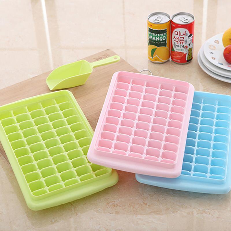 55 Grids Ice Cube Tray Mould With Lid And Storage Box Scoop Set Maker Ice Cube - Pink 4
