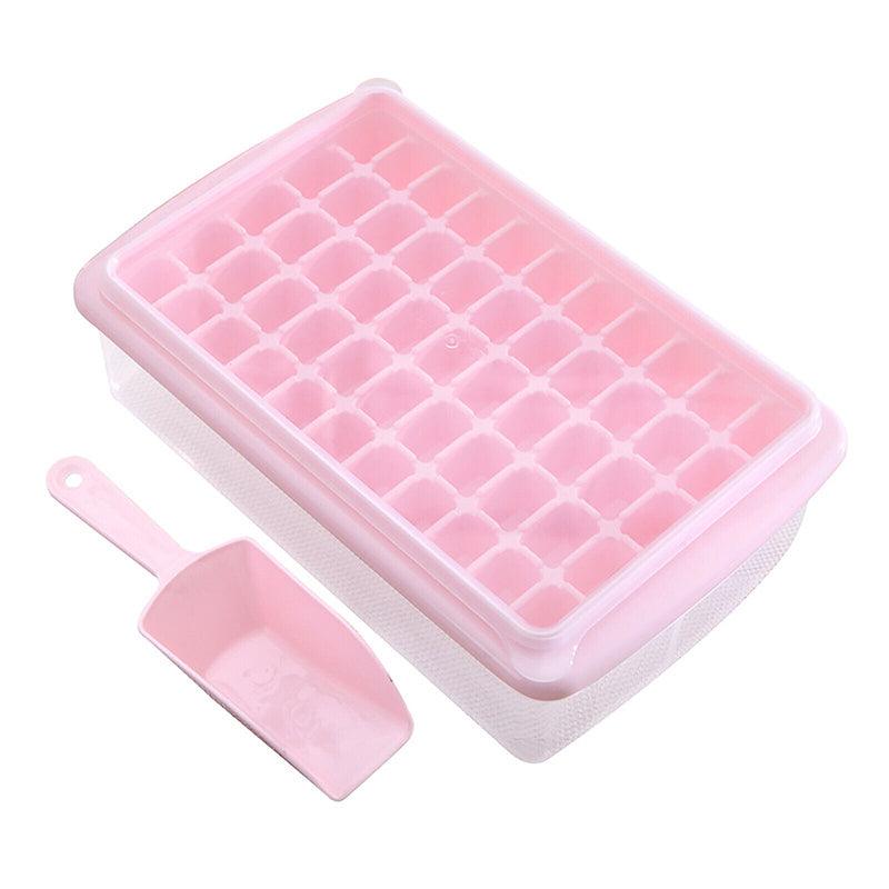 55 Grids Ice Cube Tray Mould With Lid And Storage Box Scoop Set Maker Ice Cube - Pink 7