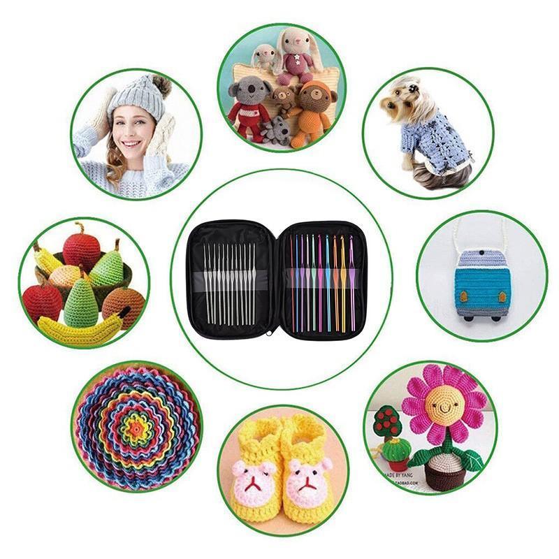 22PCS Crochet Hook Set Aluminium Knitting Needles with Case for DIY Yarn Craft 4