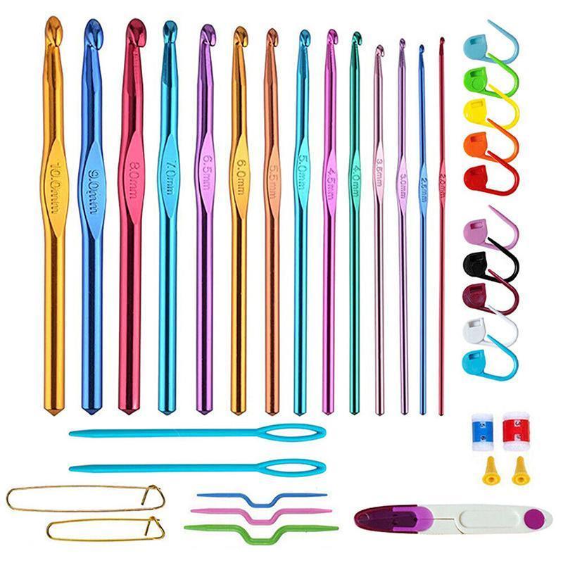 50PCS Hooks Set Crochet Sewing Tools Knitting Needles Aluminum DIY Weave Craft