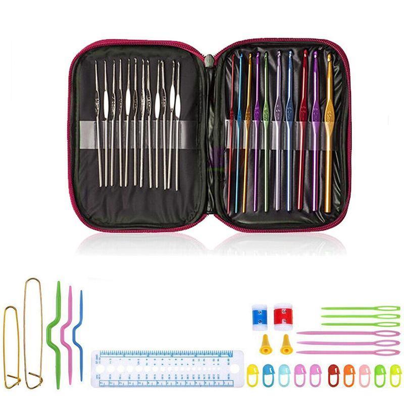 50PCS Hooks Set Crochet Sewing Tools Knitting Needles Aluminum DIY Weave Craft 4