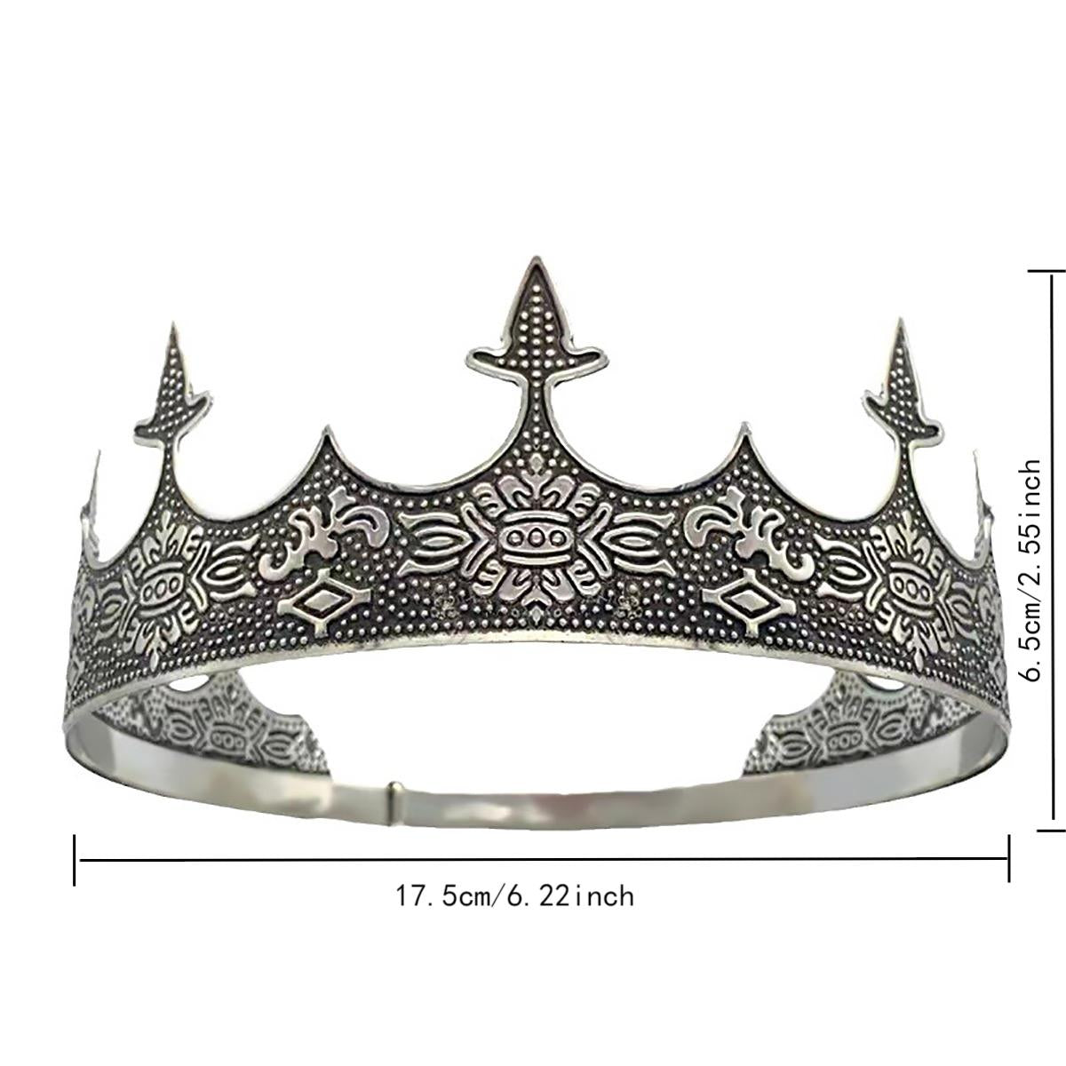 Men Crown Headpiece Royal Vintage Metal Crown Gold Medieval King Costume Party 3