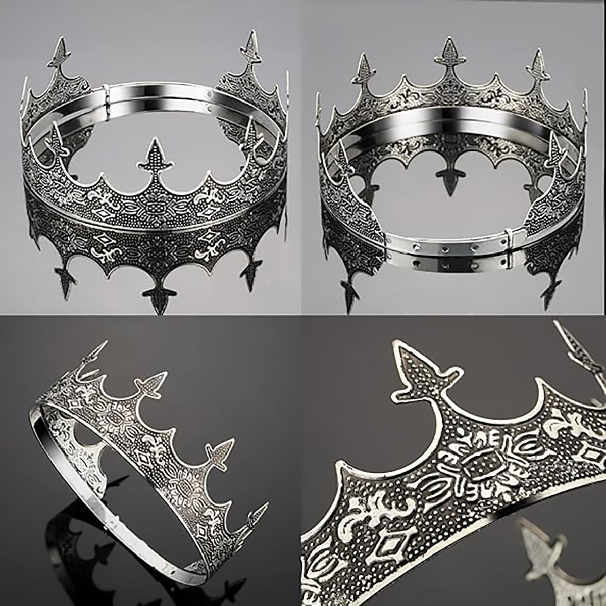 Men Crown Headpiece Royal Vintage Metal Crown Gold Medieval King Costume Party 4