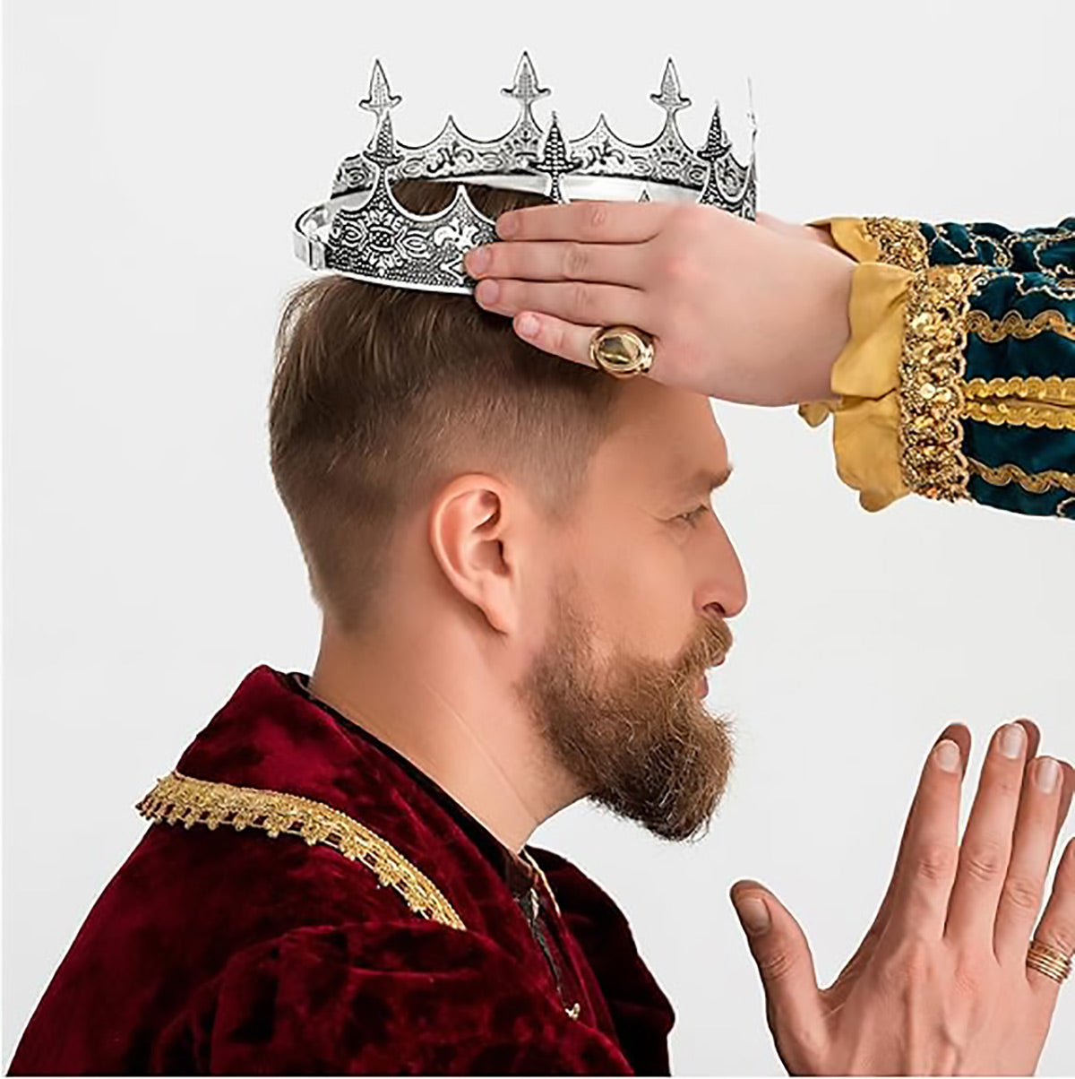 Men Crown Headpiece Royal Vintage Metal Crown Gold Medieval King Costume Party 5
