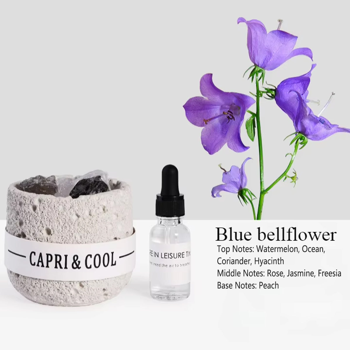 Crystal Stone Oil Diffuser Passive Aromatherapy Set White Natural Bedroom Decor - Blue?Bellflower 5