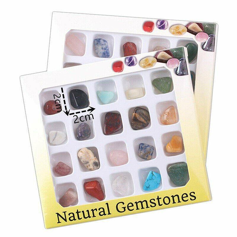 40Pcs Natural Polished Gemstone Collection Set for Display Education Crafts and Gifts 4