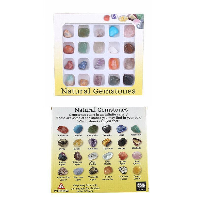 40Pcs Natural Polished Gemstone Collection Set for Display Education Crafts and Gifts 3