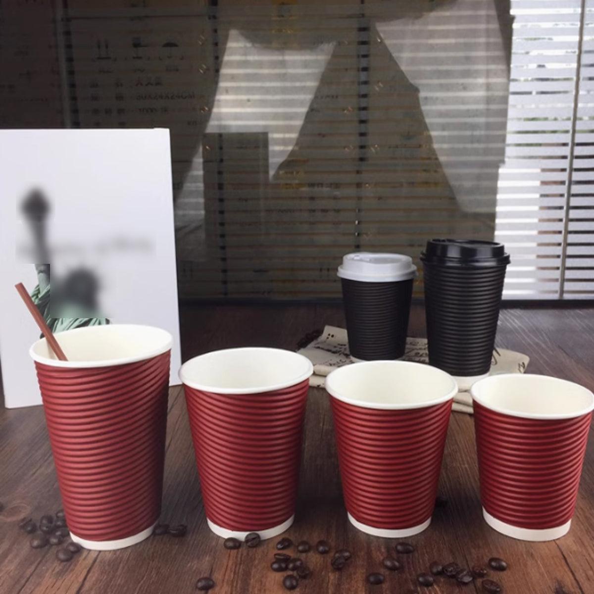 50sets Corrugated Paper Cups Coffee Milk Tea Cups Disposable Hot Drink Cups - Red-16oz 4