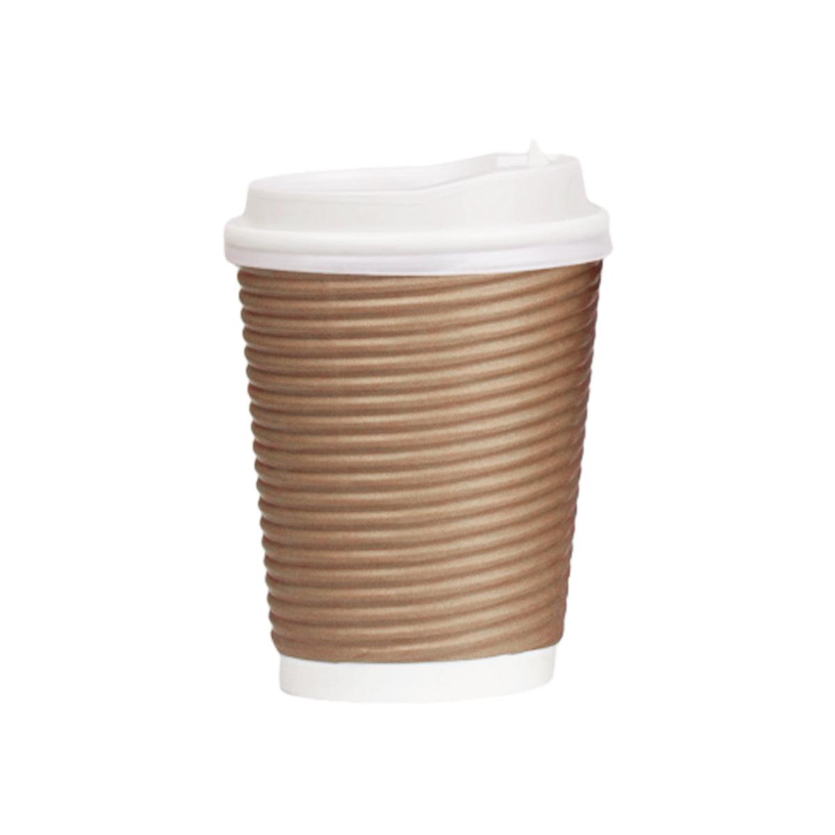 50sets Corrugated Paper Cups Coffee Milk Tea Cups Disposable Hot Drink Cups - Red-16oz 14