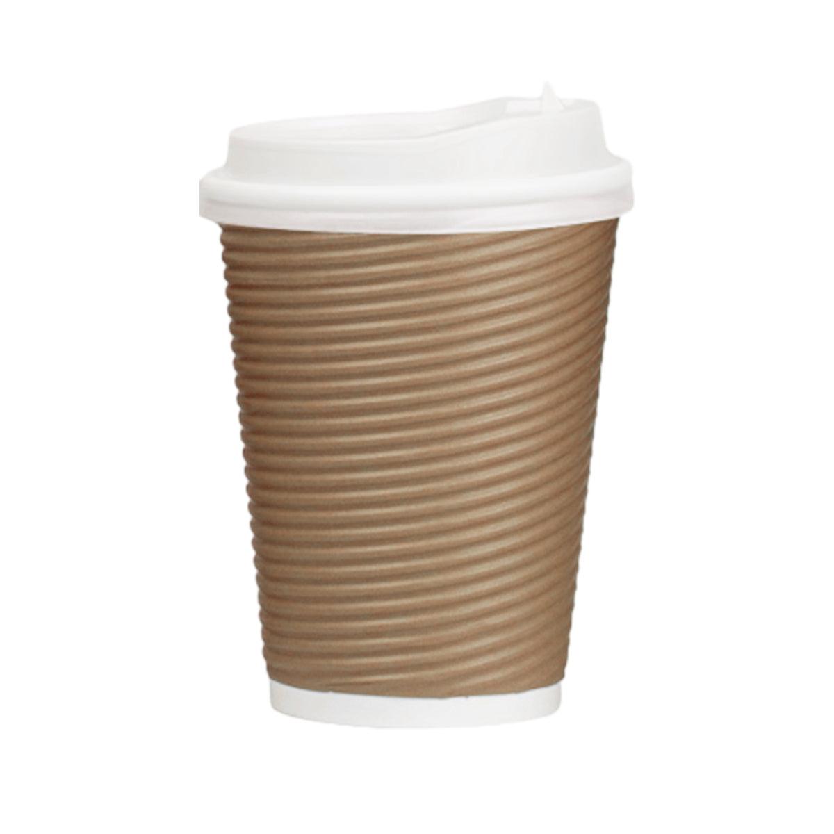 50sets Corrugated Paper Cups Coffee Milk Tea Cups Disposable Hot Drink Cups - Red-16oz 15