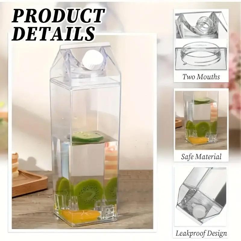 4pcs Large Capacity Square Mug Transparent Plastic Water Juice Drinking Cups 5
