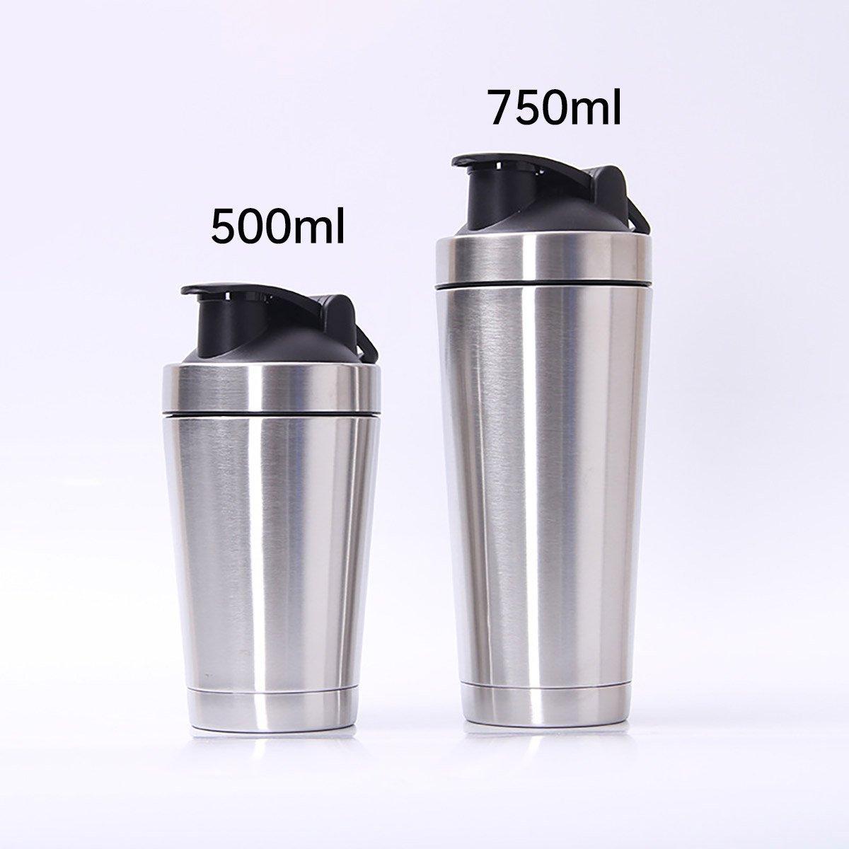 500/750ML Stainless Steel Protein Blender Shaker Cup Bottle Mixed Water Sport - 750ml 3