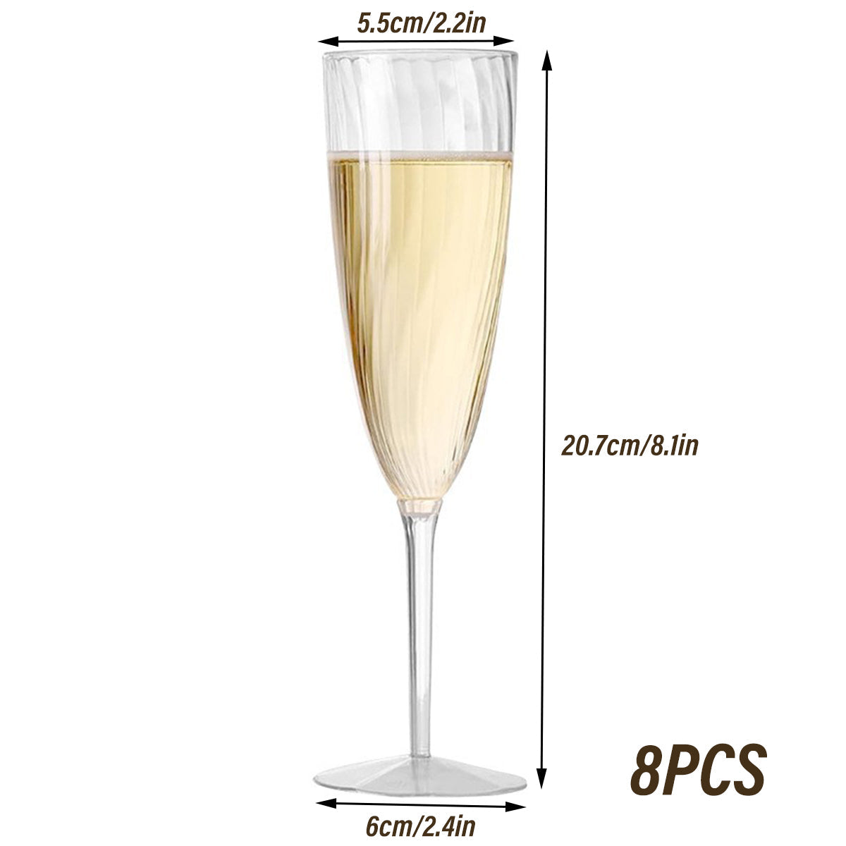 8pcs 180ml Plastic Champagne Glass Tall Wine Glass for Party Wedding Celebration 3