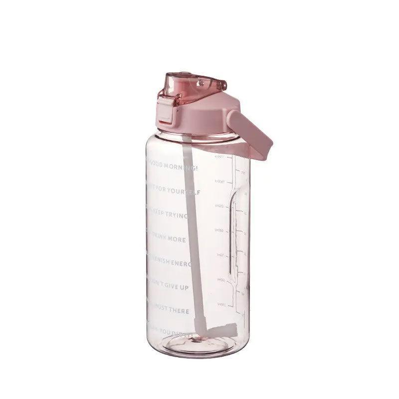 2L Water Bottle Straw Cup Motivational Drink Flask With Time Markings Sports Gym - Green 7
