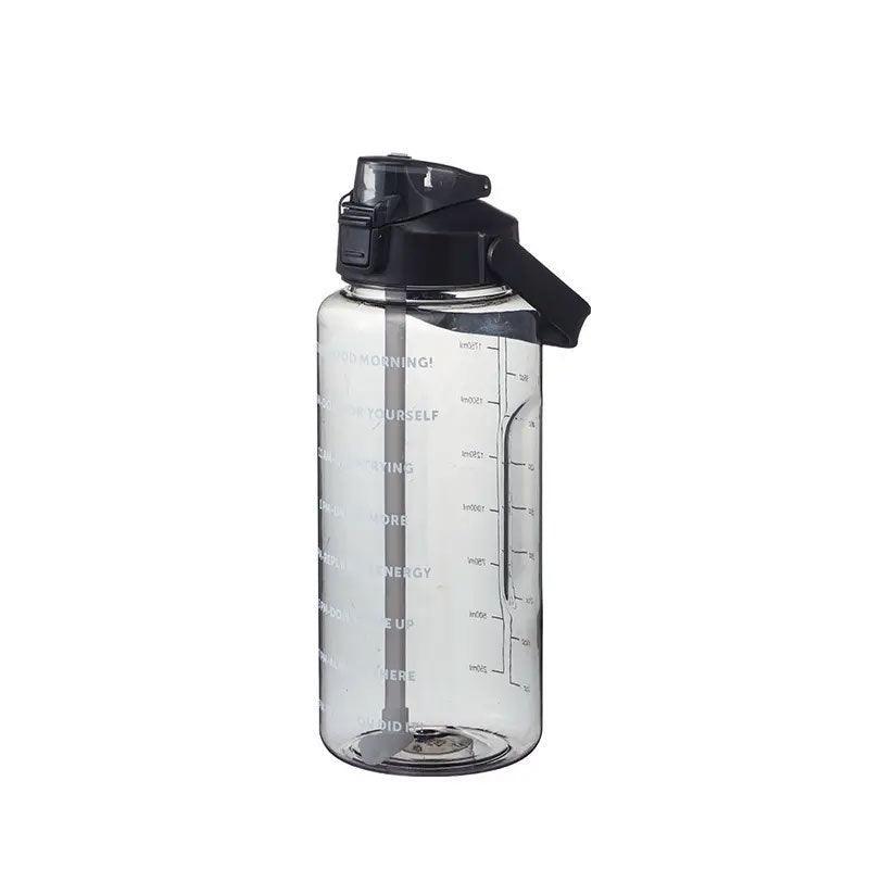 2L Water Bottle Straw Cup Motivational Drink Flask With Time Markings Sports Gym - Green 8