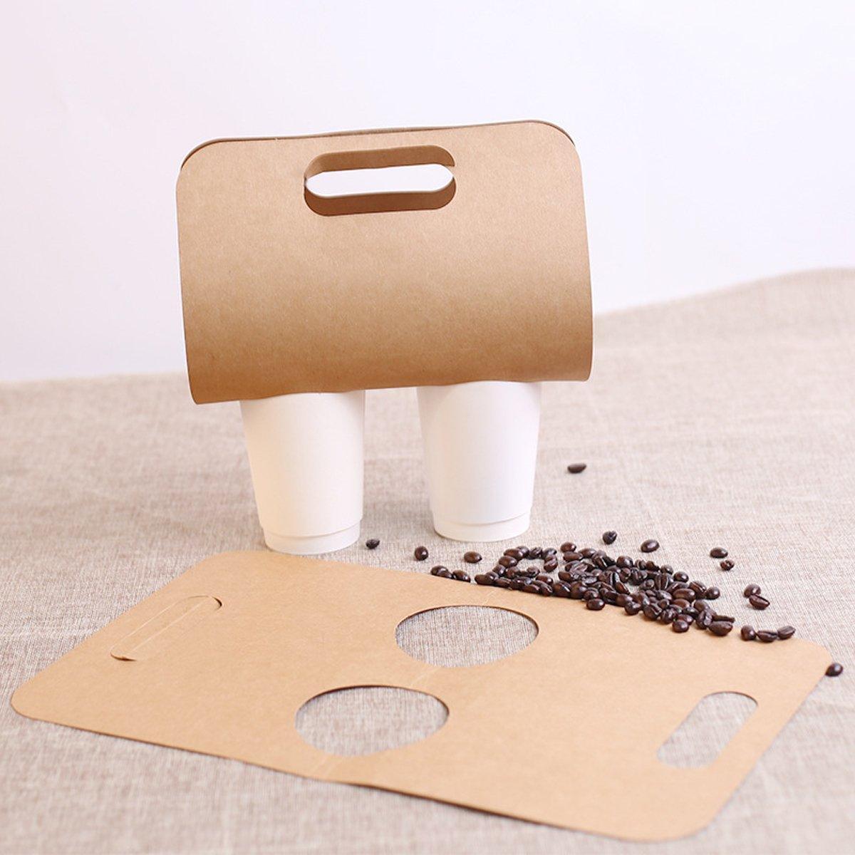 100pcs Kraft Paper Cup Holder Portable Coffee Drink Carrier Reusable Storage - Single Hole Holder 5