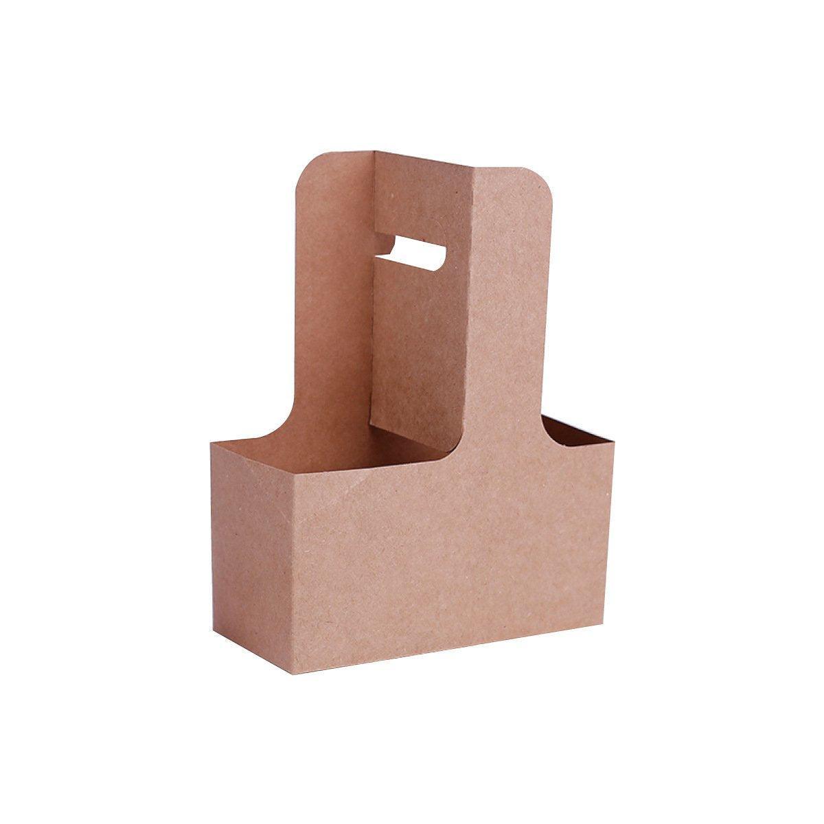 100pcs Kraft Paper Cup Holder Portable Coffee Drink Carrier Reusable Storage - Handheld Single Cup 7