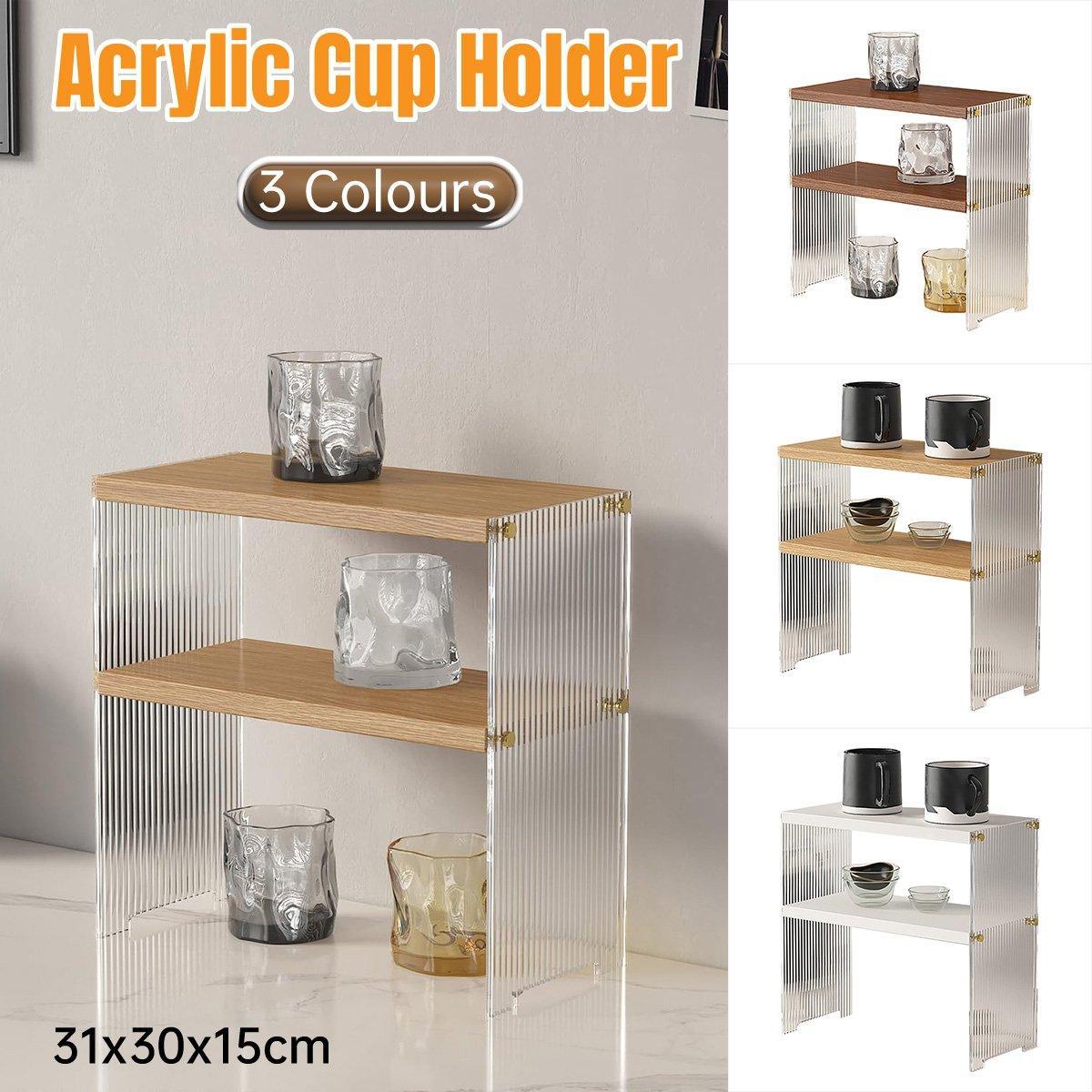 Acrylic Desktop Cup Holder Multi-Purpose Portable Storage Organizer For Home - White