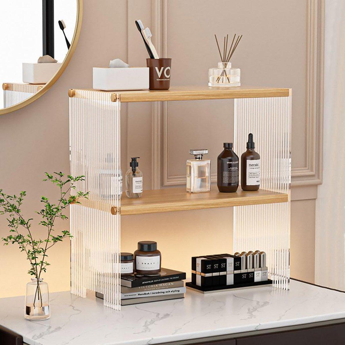 Acrylic Desktop Cup Holder Multi-Purpose Portable Storage Organizer For Home - Wood 5