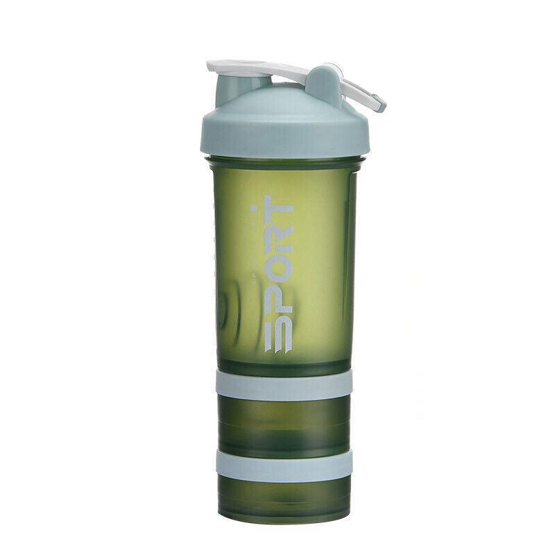 Powder Milkshake Drink Cup Sport Water Bottle 500Ml 3 Tier Protein Shaker Pill - Orange 6