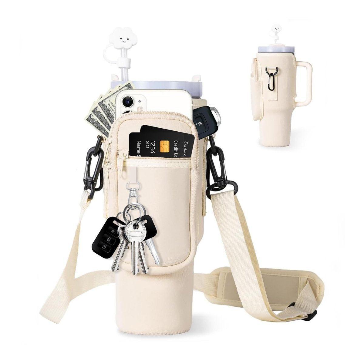 Portable Cup Sleeve Drink Holder Reusable Water Bottle Carrier Travel Bag - Grey 11