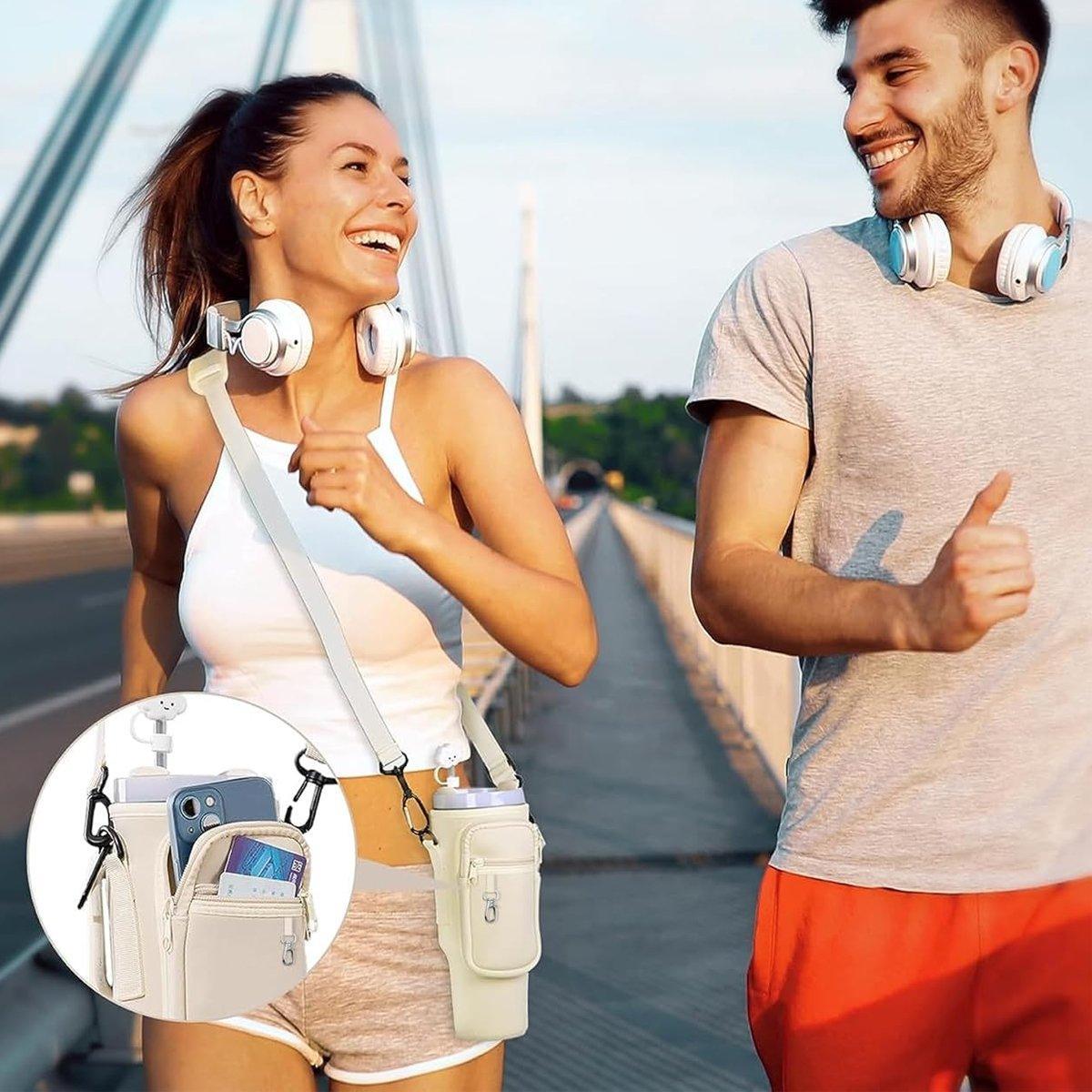 Portable Cup Sleeve Drink Holder Reusable Water Bottle Carrier Travel Bag - White 4