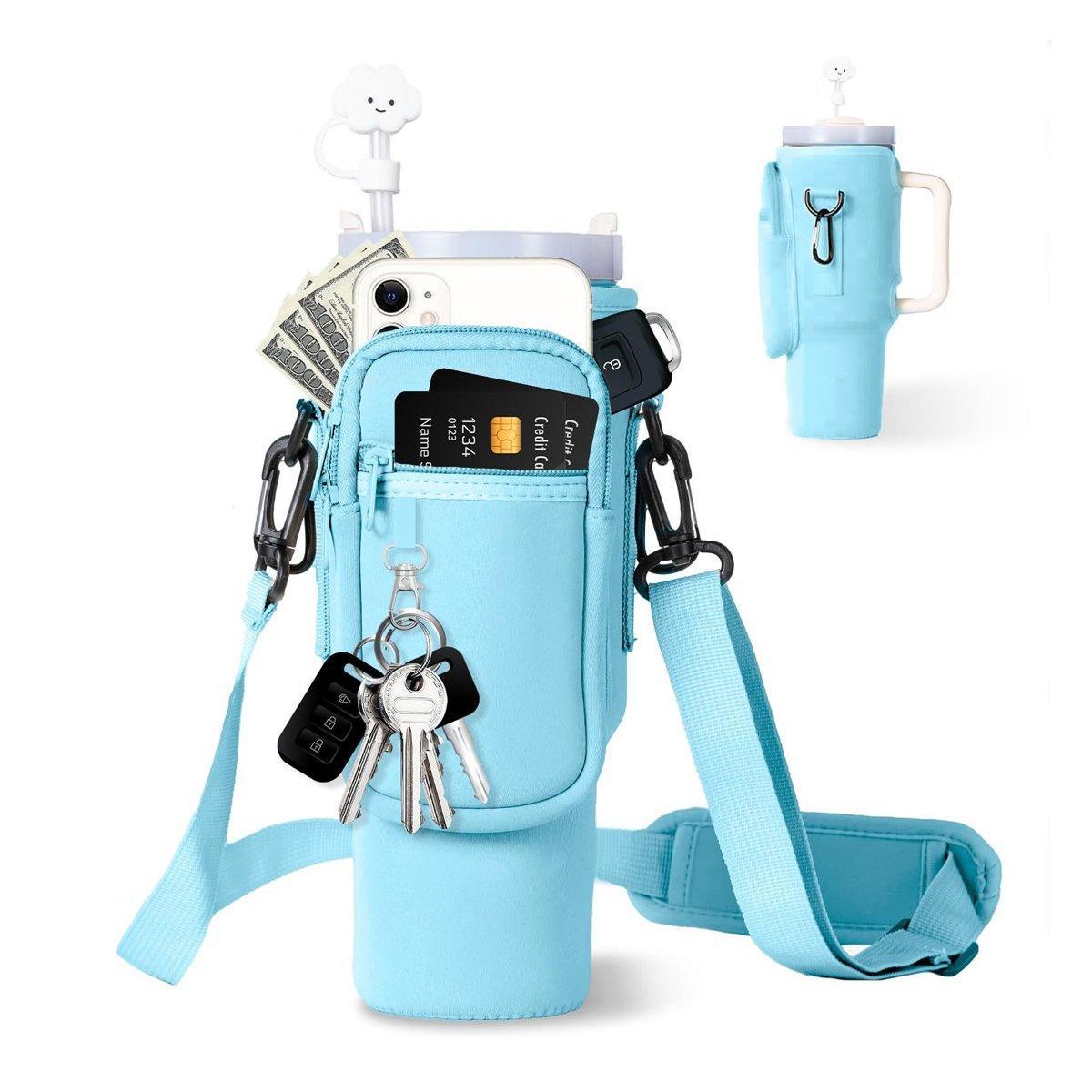 Portable Cup Sleeve Drink Holder Reusable Water Bottle Carrier Travel Bag - White 10