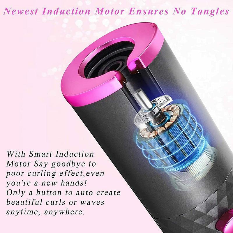 Lcd Cordless Auto Rotating Hair Curler Hair Waver Curling Iron Wireless Ceramic - Colourful 4