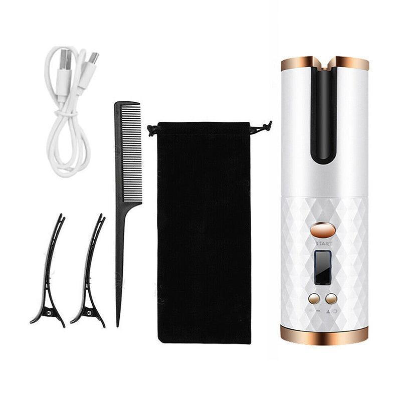 Lcd Cordless Auto Rotating Hair Curler Hair Waver Curling Iron Wireless Ceramic - Grey 6