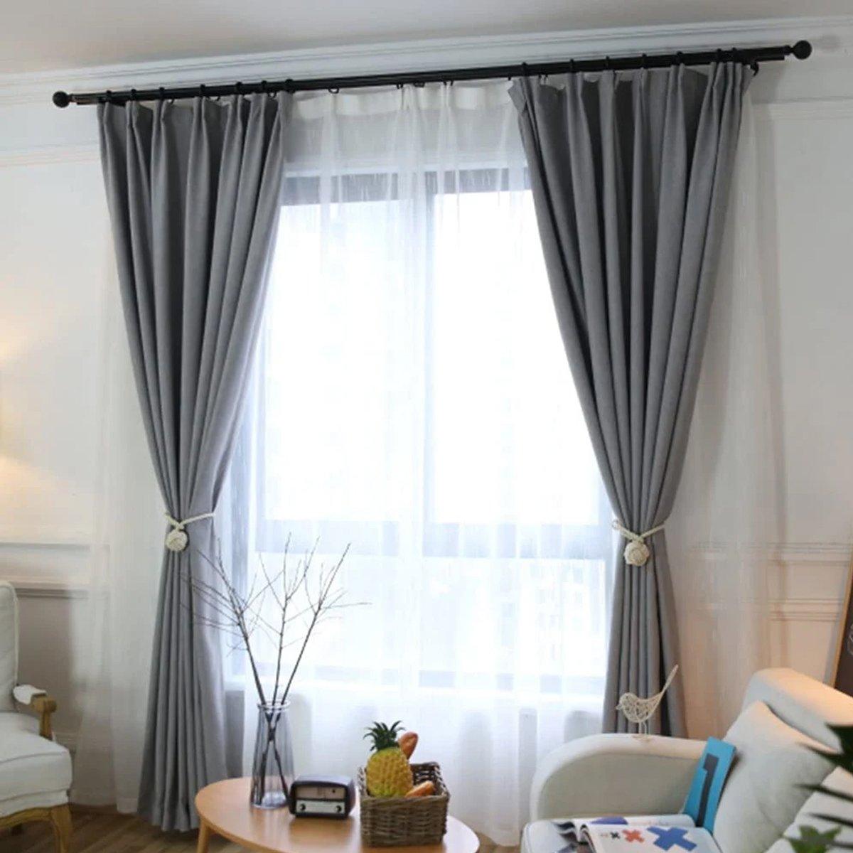 1pair Braided Cotton Curtain Tiebacks No Hole Curtain Holdbacks Hanging Balls - Beige 4