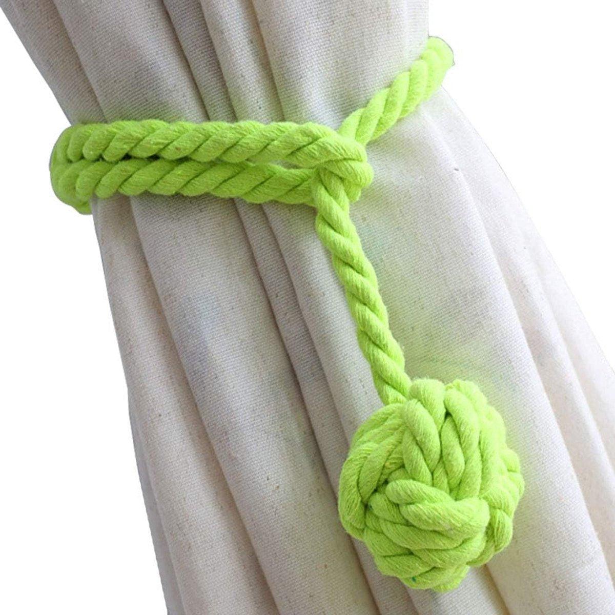 1pair Braided Cotton Curtain Tiebacks No Hole Curtain Holdbacks Hanging Balls - Beige 13