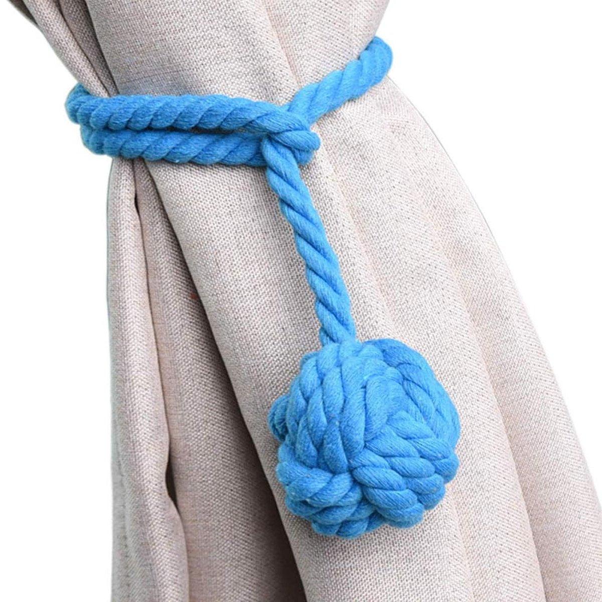 1pair Braided Cotton Curtain Tiebacks No Hole Curtain Holdbacks Hanging Balls - Pink 7