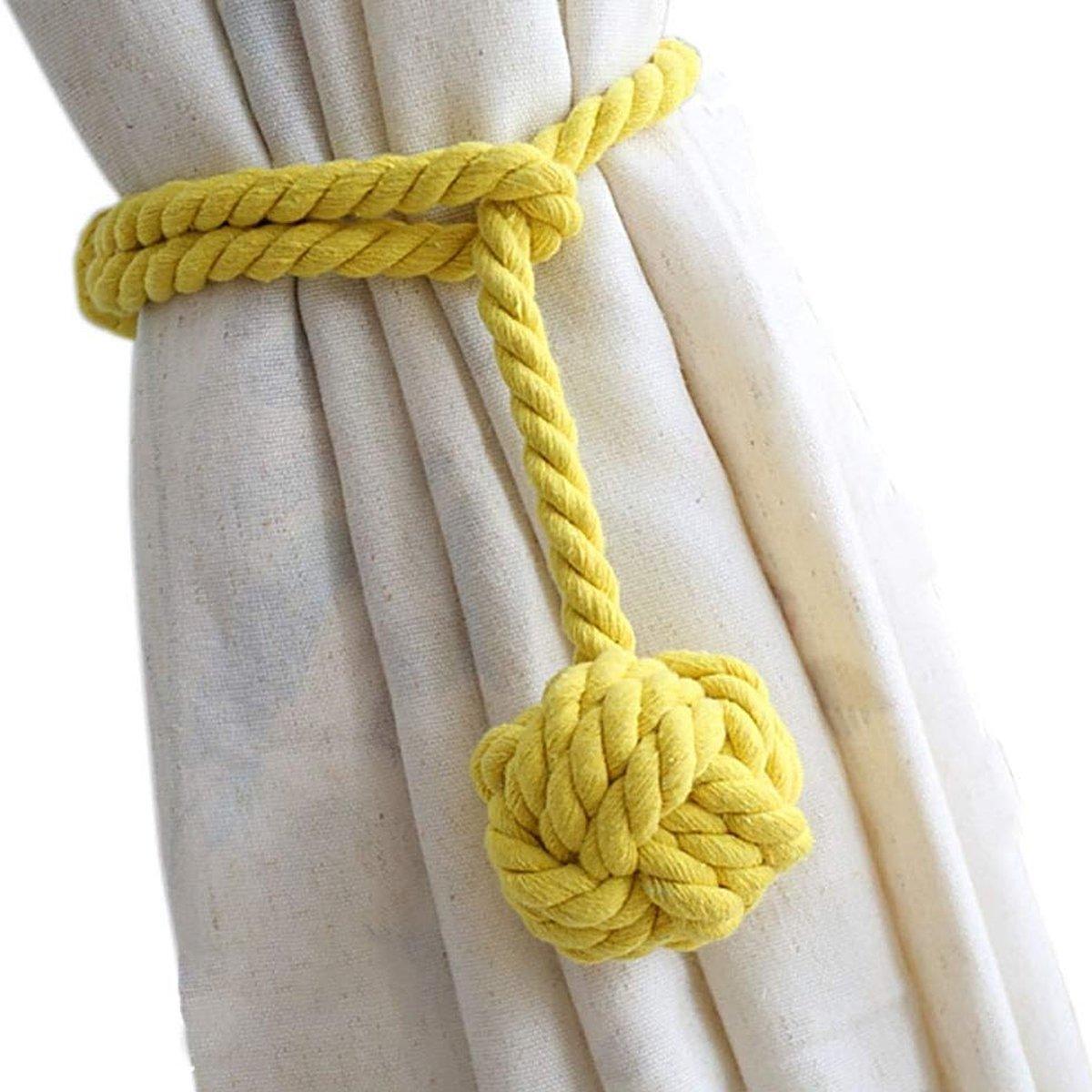 1pair Braided Cotton Curtain Tiebacks No Hole Curtain Holdbacks Hanging Balls - Pink 12