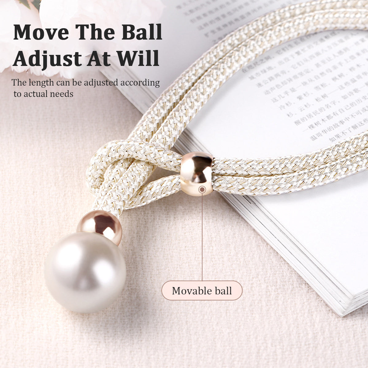 Curtain Tiebacks Pearl Strap Set 3 Pairs Decorative Buckle Holder Rings Hooks - Blue 5