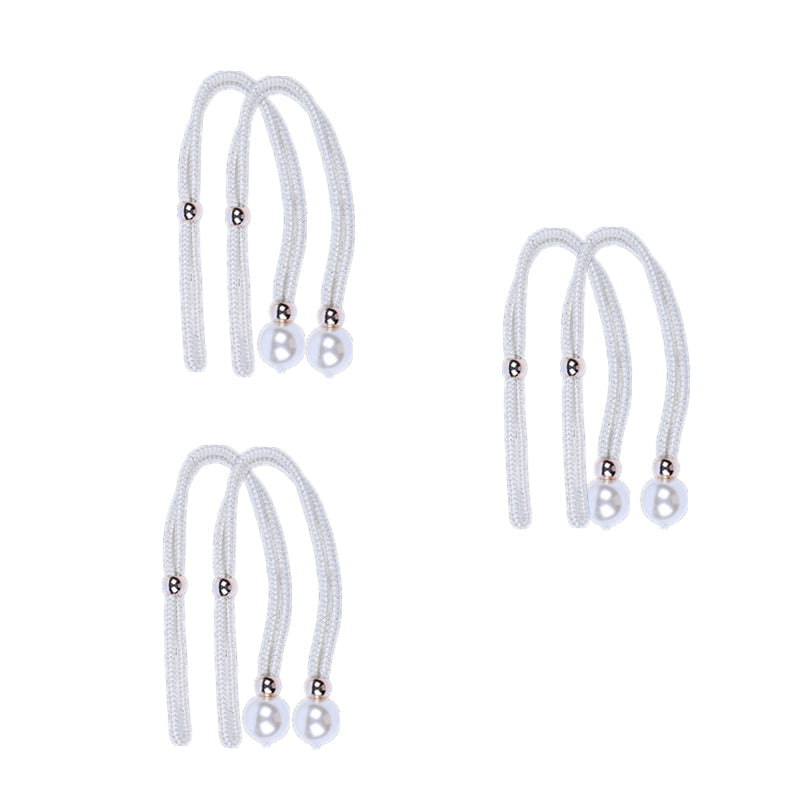 Curtain Tiebacks Pearl Strap Set 3 Pairs Decorative Buckle Holder Rings Hooks - Grey 6