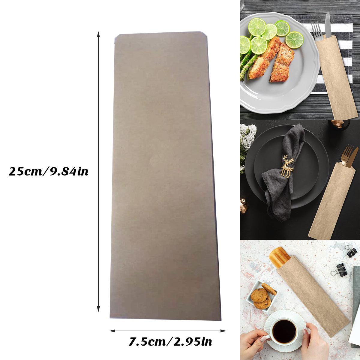 100PCS Paper Cutlery Bag Utensil Pouch Tableware Cover Restaurant Packaging Bag 3