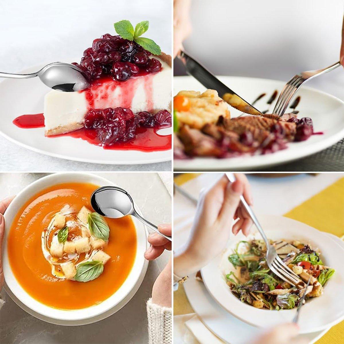 20/40pcs Stainless Steel Cutlery Set Knife Fork Spoon Western Hotel Tableware - Golden-20pcs 4