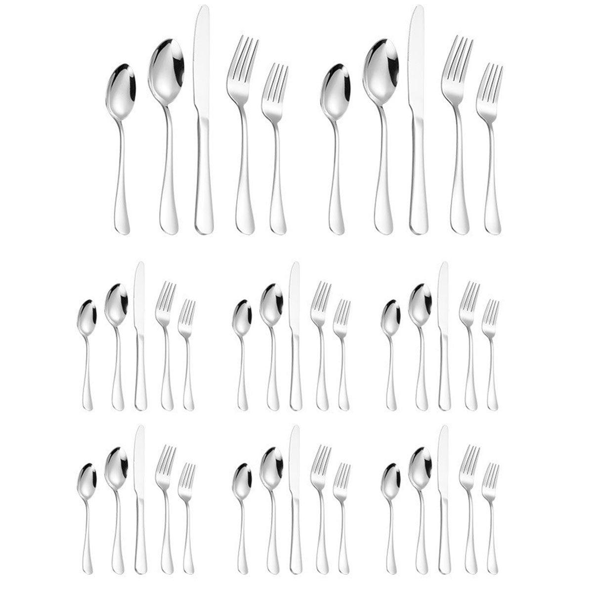 20/40pcs Stainless Steel Cutlery Set Knife Fork Spoon Western Hotel Tableware - Golden-20pcs 8