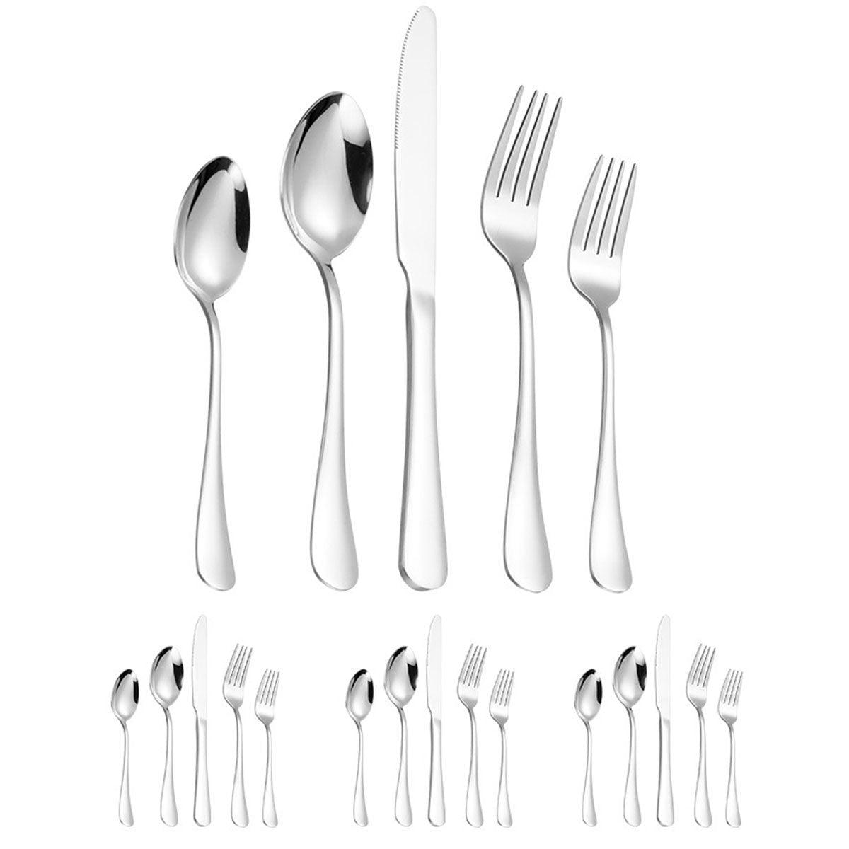20/40pcs Stainless Steel Cutlery Set Knife Fork Spoon Western Hotel Tableware - Golden-40pcs 6
