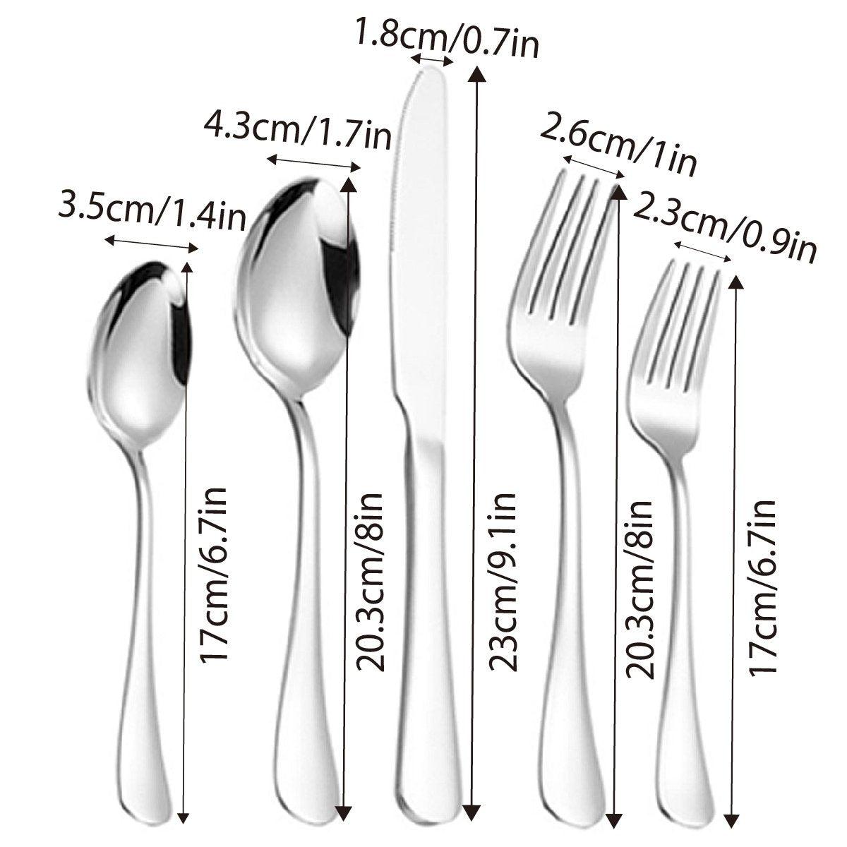 20/40pcs Stainless Steel Cutlery Set Knife Fork Spoon Western Hotel Tableware - Silver-40pcs 3