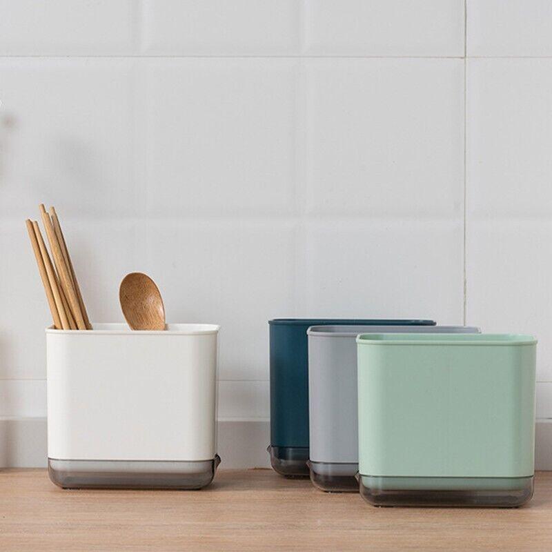 Cutlery Drainer Basket Multifunctional Storage Holder Box Spoon Drain Rack - Blue 5